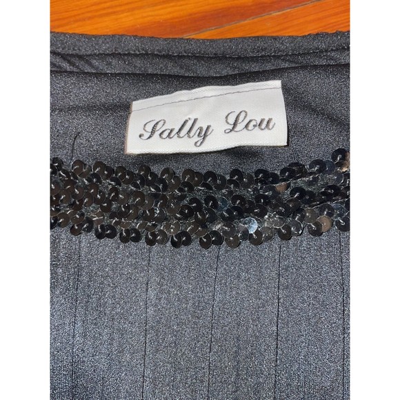 Vintage 60s Sally Lou black sequin trim Retro Mod Pinup Rockabilly Dress XL - Picture 8 of 12